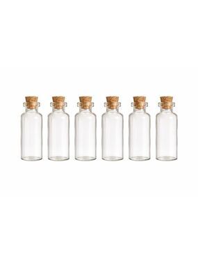 Set of 6 Mini Clear Glass Bottles with Corks Small Glass Vials 2.5 Inch Craft St